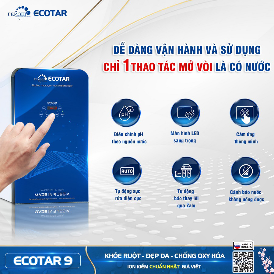 máy lọc nước ion kiềm Geyser Ecotar 9