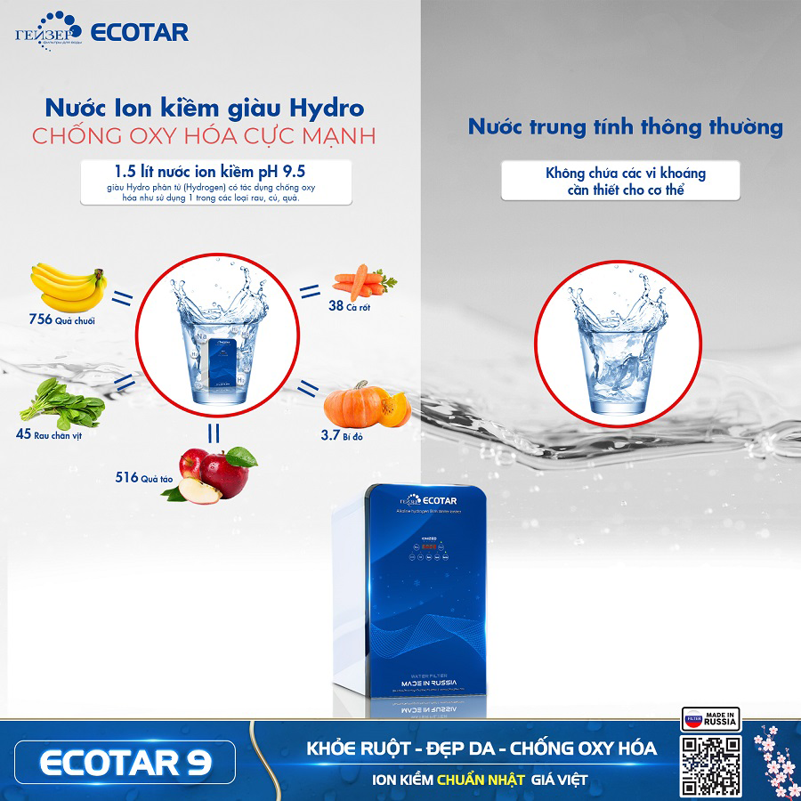 máy lọc nước ion kiềm Geyser Ecotar 9