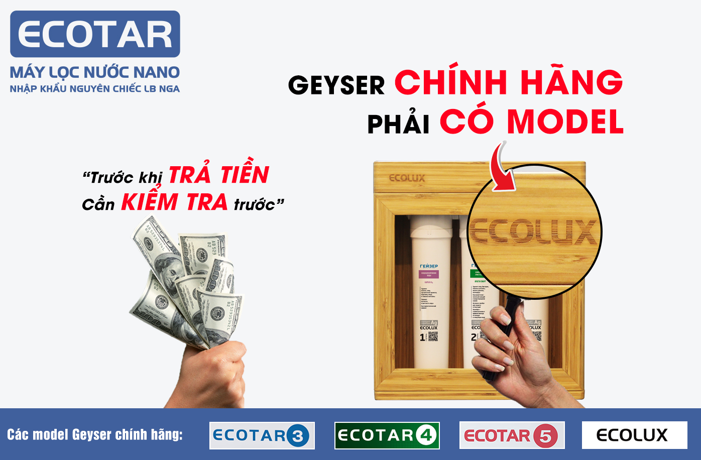 Nhận biết Máy lọc nước Geyser ECOLUX A chính hãng